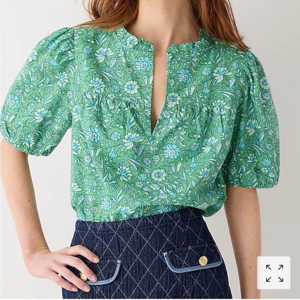 J Crew Ruffle-trim short-sleeve top